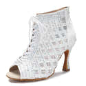 Bottines De Danse Latine Femme - Talons Hauts Pour Salsa, Bachata - Semelle Souple, Design Avec Strass Ou Sans - 12