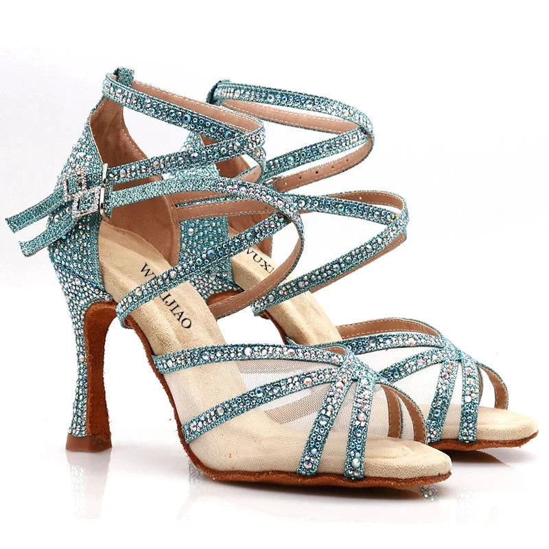 BLUY - Chaussures de danse latine en strass